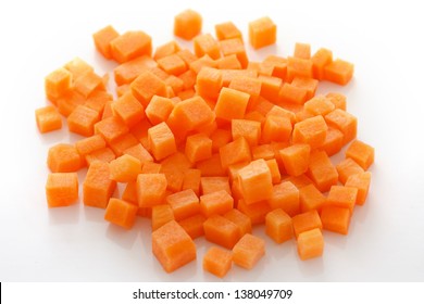 Diced Carrots On White