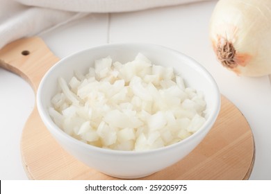 chopped onions in a bowl