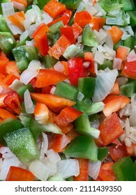 Diced Red Bell Pepper, Green Bell Pepper And Onion