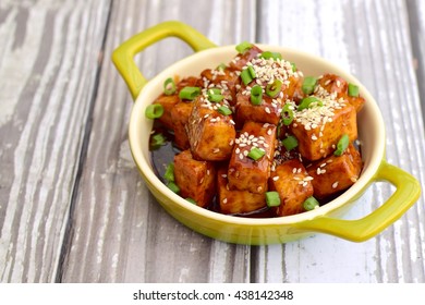 Diced Tofu With Soy Sauce, Sesame Seed And Chives.