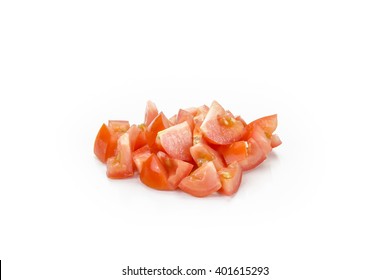 Diced Tomato Isolated On White Background