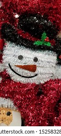 Dickinson, Texas USA October 8-2019, Christmas Decor, Snow Man, Happy Face, Front Door Christmas Ornament 