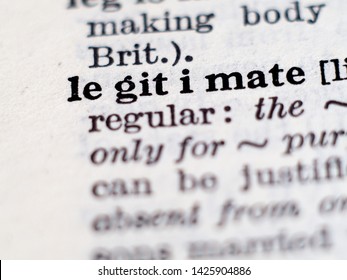 Dictionary definition of word legitimate. Selective focus. - Shutterstock ID 1425904886