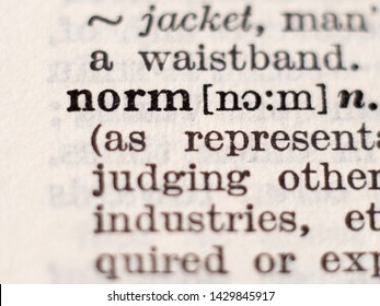 Dictionary definition of word norm, selective focus.
