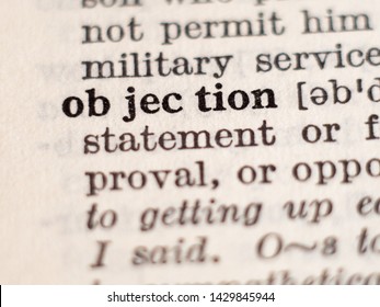 Dictionary Definition Of Word Objection, Selective Focus.