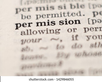 Dictionary Definition Of Word Permission, Selective Focus.