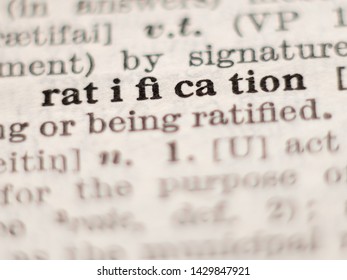 Dictionary Definition Of Word Ratification, Selective Focus.