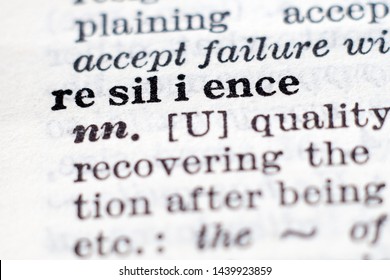 Dictionary Definition Of Word Resilience, Selective Focus. Staying Optimistic. Perseverance, Adaptation And Dealing With Failure Concept. 