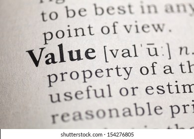 Dictionary Definition Of The Word Value. 