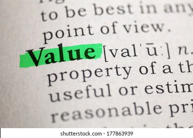 Dictionary Definition Of The Word Value. 