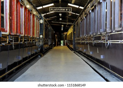 Didcot, Oxfordshire / UK - 08/05/2018: Carriage Display At Didcot Railway Centre.