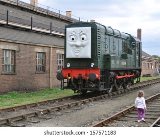 DIDCOT, UK - OCTOBER 5 . Preserved British Diesel Locomotive With Character Face Based On The Train Stories For Children By Wilbert Awdry; October 5, 2013 At Didcot Railway Centre, Oxfordshire, UK. 