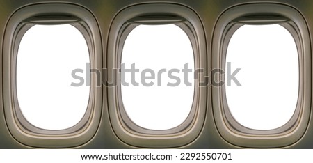 Diecut part of windows of airplane, open windows for show a view out side of airplane