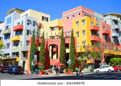 AN DIEGO CA USA APRIL 08 2015: Buildings in Little Italy San Diego CA Skyline, Balboa Park. Downtown, Buildings, Southern California,	