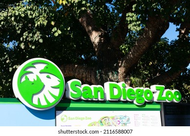 An Diego Zoo Sign, Logo Near The Zoo Entrance - San Diego, California, USA - 2021