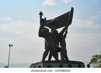 Dien Bien Phu, Vietnam - April 25 2019 : The Battle Of Dien Bien Phu Victory Statue At D1 Hill Vietnam.