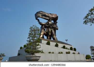 Dien Bien Phu, Vietnam - April 25 2019 : The Battle Of Dien Bien Phu Victory Statue At D1 Hill Vietnam.