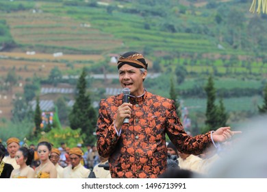 Dieng / Indonesia - August 7, 2016: Ganjar Pranowo Is The Governor Of Central Java Attending The Dieng Culture Festival