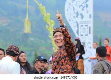 Dieng / Indonesia - August 7, 2016: Ganjar Pranowo Is The Governor Of Central Java Attending The Dieng Culture Festival