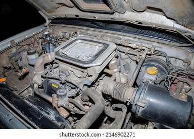 Diesel Car Engine, Engine Repair. Old Car