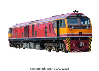 Diesel electric locomotive isolated on white.