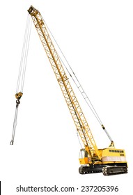diesel electric yellow crawler crane isolated on white background