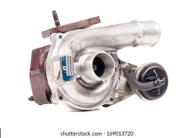 Diesel Engine Turbocharger Isolated On White