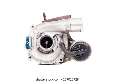 Diesel Engine Turbocharger Isolated On White