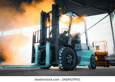 Diesel forklift, work with cargo in warehouses and cargo terminals. - Powered by Shutterstock