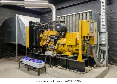Diesel generator unit has a unit mounted radiator and fuel filter system.