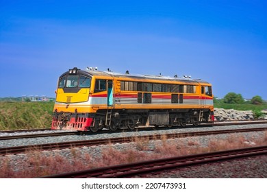 Diesel Locomotive On Railway Yard 