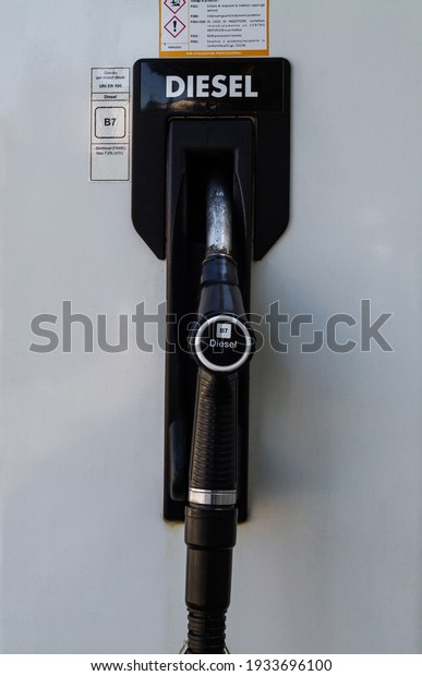 Diesel nozzle. Gas station\
fuel pump.