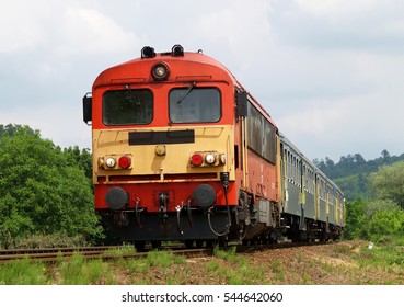 Diesel Passenger Train In Hungary