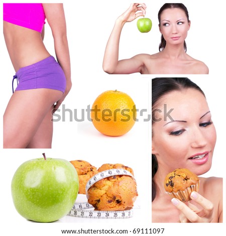 Diet choice collage. Healthy lifestyle concept