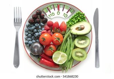 Diet concept, bathroom scales made of food  - Powered by Shutterstock