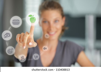 Diet concept. Touch screen food and drink - Powered by Shutterstock