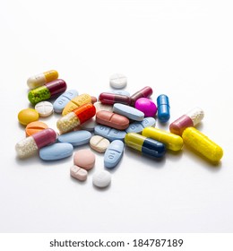 diferent Tablets pills capsule heap mix therapy drugs doctor flu antibiotic pharmacy medicine medical - Shutterstock ID 184787189