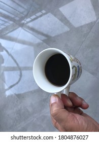 Different Alternative Compositions Conceptual Coffee Shot By Hand With Cat Mug Cup Served In Filter Coffee Ceramic Porcelain Mug Buying Now.