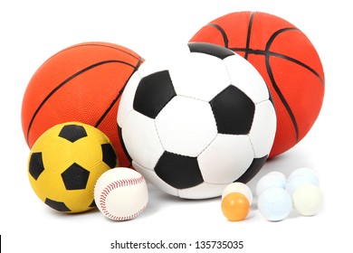 Basketball Football Balls Isolated On White Stock Photo 135735032 ...