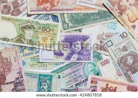 a lot of different banknotes