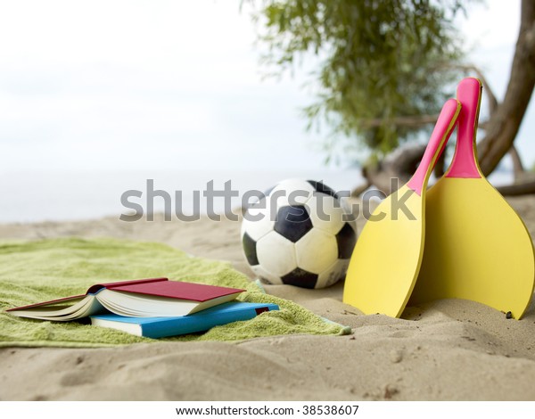 Different Beach Games Lying Sand Stock Photo Edit Now 38538607