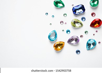 Different Beautiful Gemstones On White Background Stock Photo (Edit Now ...