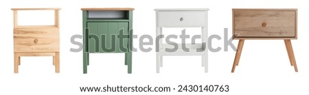 Different bedside tables isolated on white, set