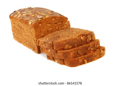 Different bread arranged on table close up