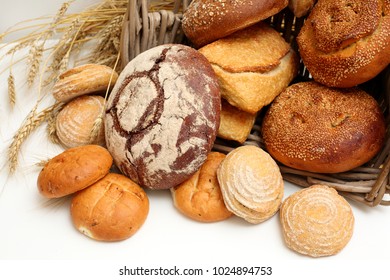 different bread with ears on a white background