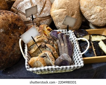 different breads on the counter, close up