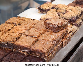 Different Chocolate Nut brownies at the market