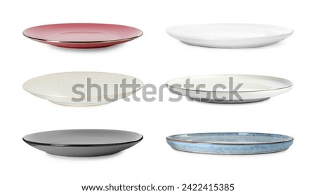 Different clean plates isolated on white, set