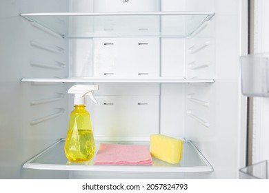 Different Cleaning Thingsd For Cleaning Fridge Inside From Dust And Unpleasant Odors.