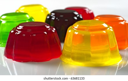 Different colored jellies (Selective Focus, Focus on the front)